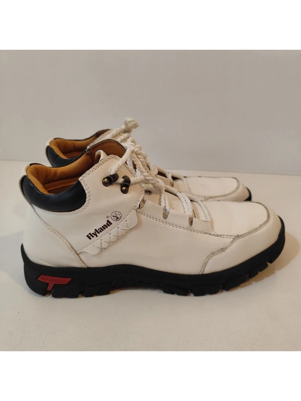 Flyland Men's Ankle Boots Casual White Handmade Leather Shoes Size 11
